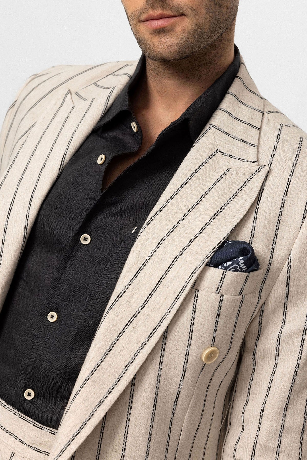 Antioch Linen-Blend Double-Breasted Men's Blazer