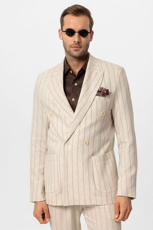 Antioch Linen-Blend Double-Breasted Men's Blazer