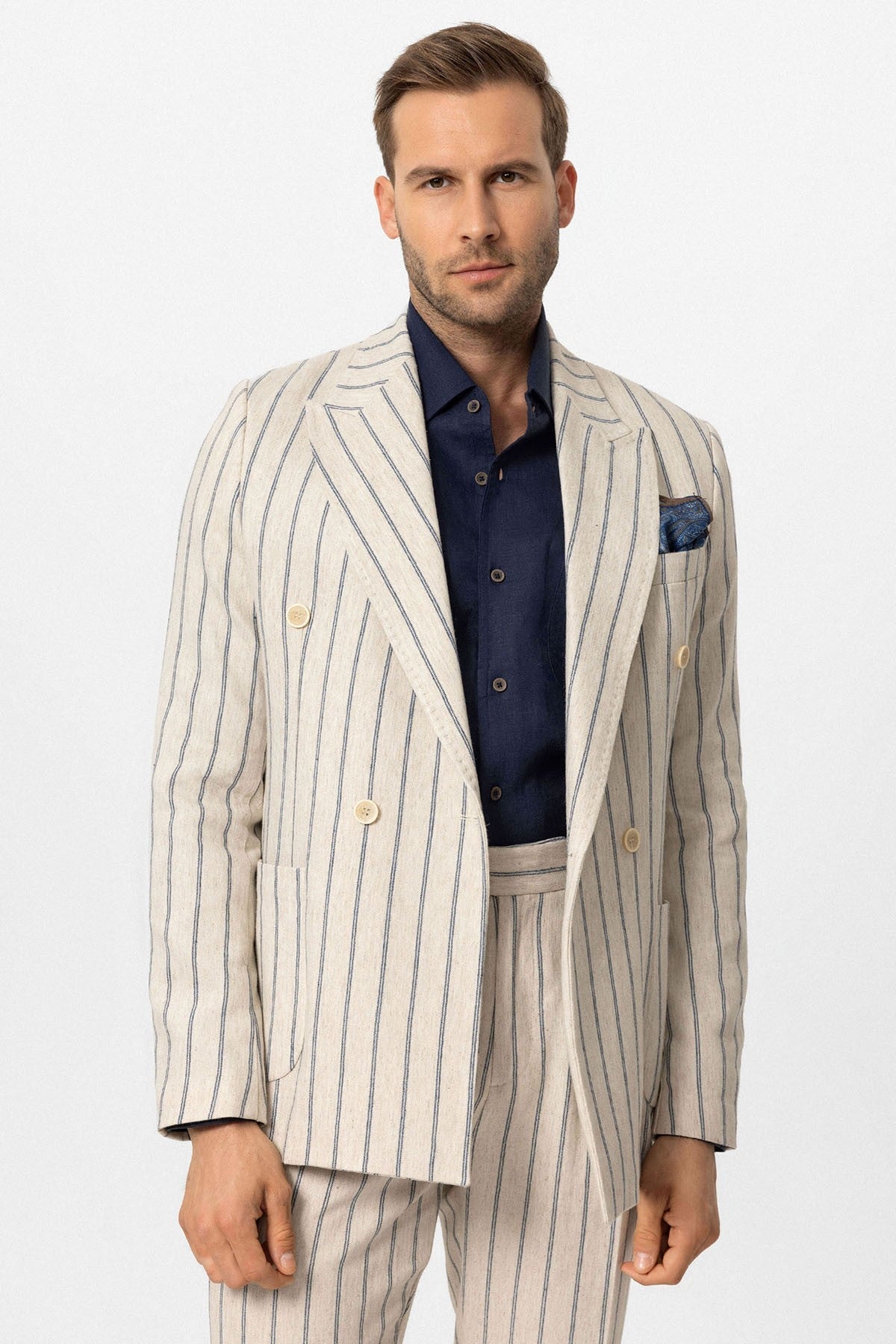 Antioch Linen-Blend Double-Breasted Men's Blazer
