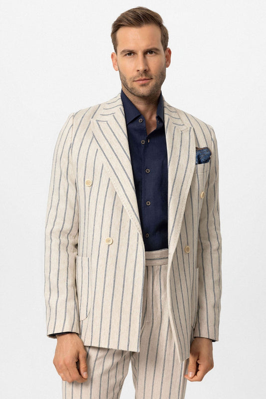 Antioch Linen-Blend Double-Breasted Men's Blazer