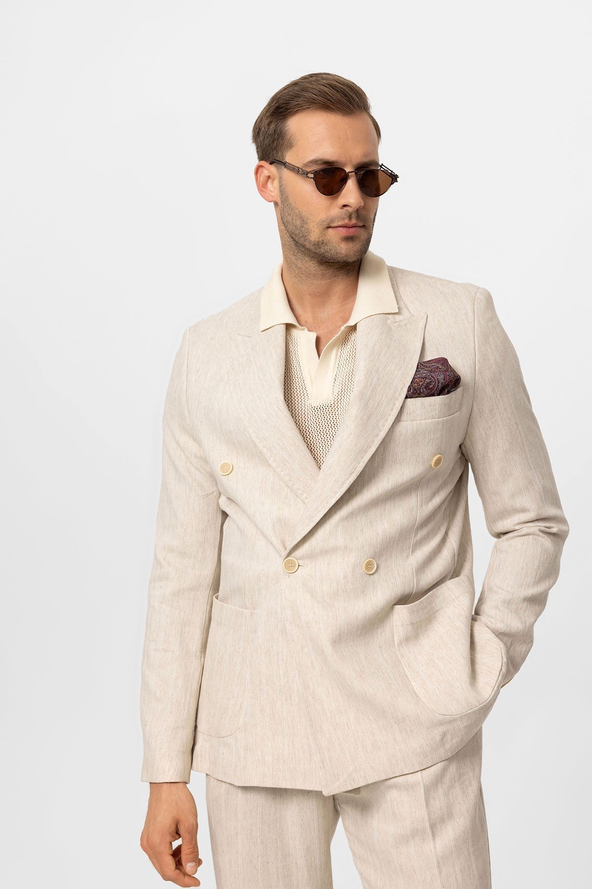 Antioch Linen-Blend Double-Breasted Men's Blazer