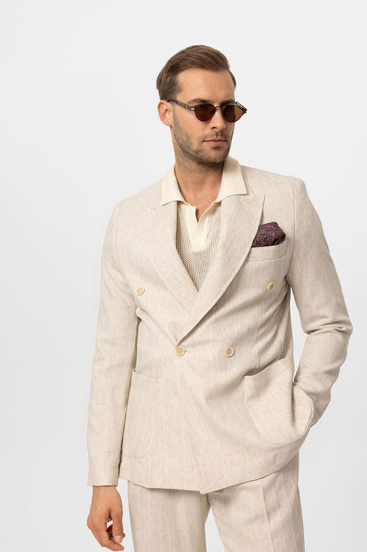 Antioch Linen-Blend Double-Breasted Men's Blazer