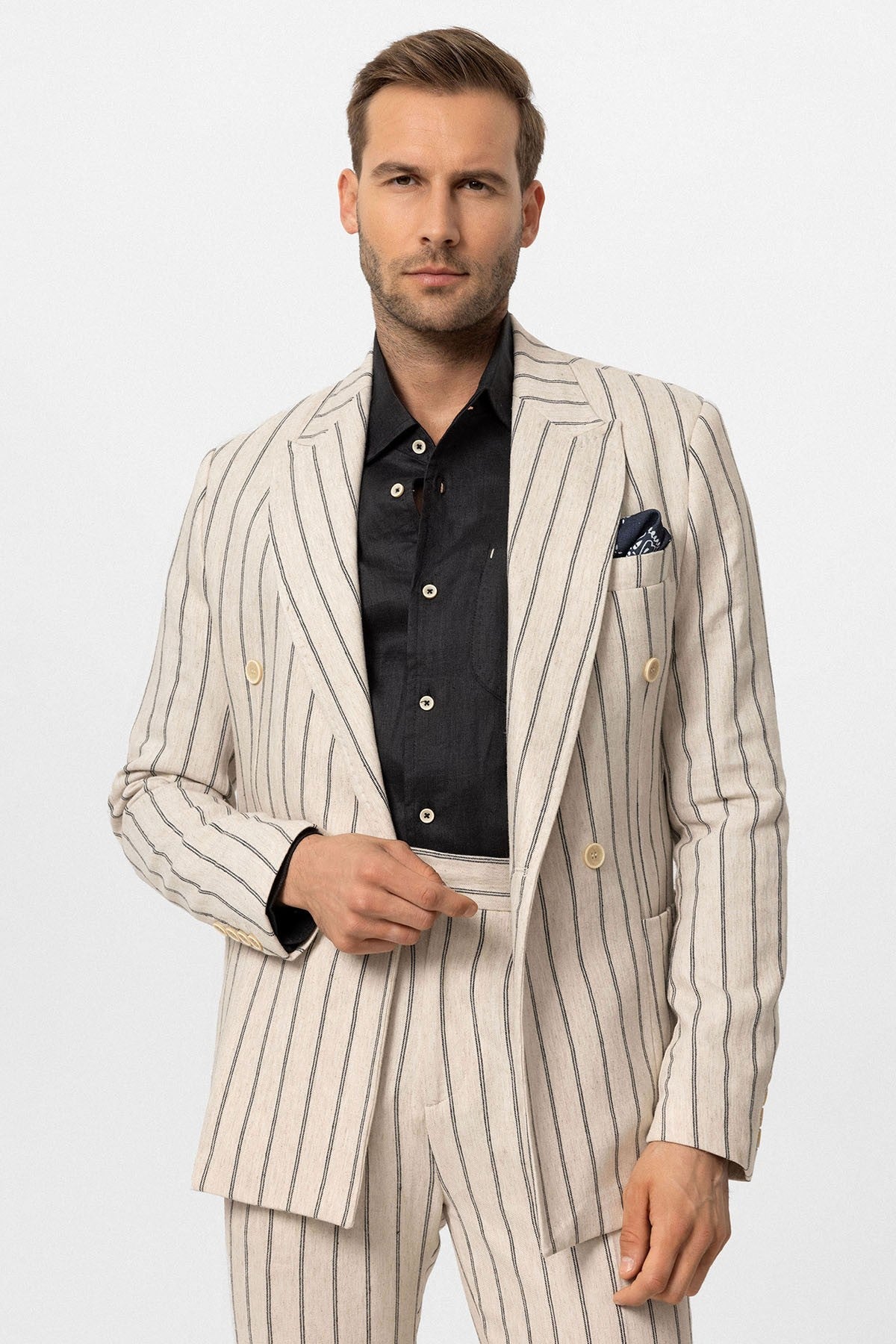 Antioch Linen-Blend Double-Breasted Men's Blazer