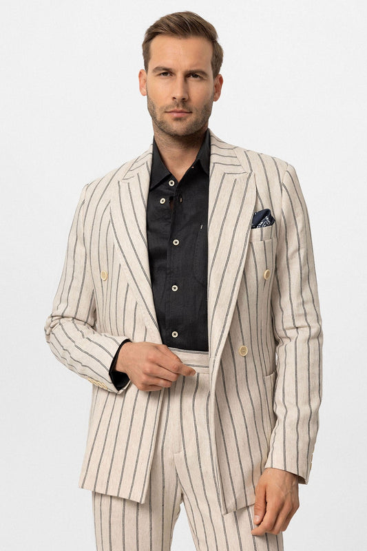Antioch Linen-Blend Double-Breasted Men's Blazer