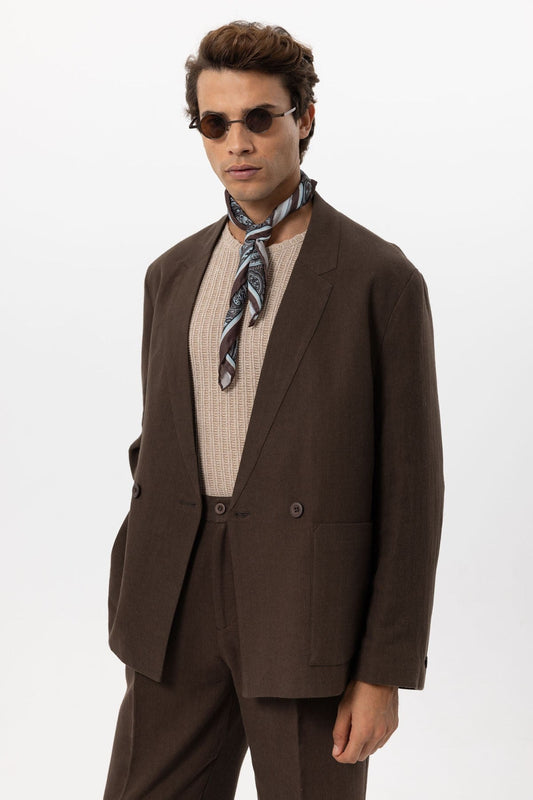 Antioch Linen-Blend Double-Breasted Men's Blazer
