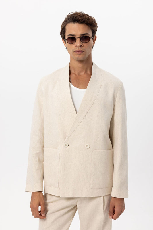 Antioch Linen-Blend Double-Breasted Men's Blazer
