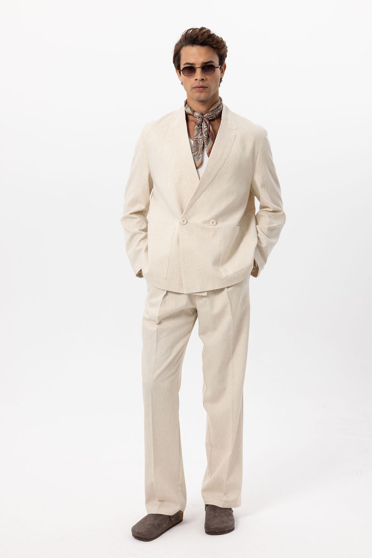 Antioch Linen-Blend Double-Breasted Men's Blazer