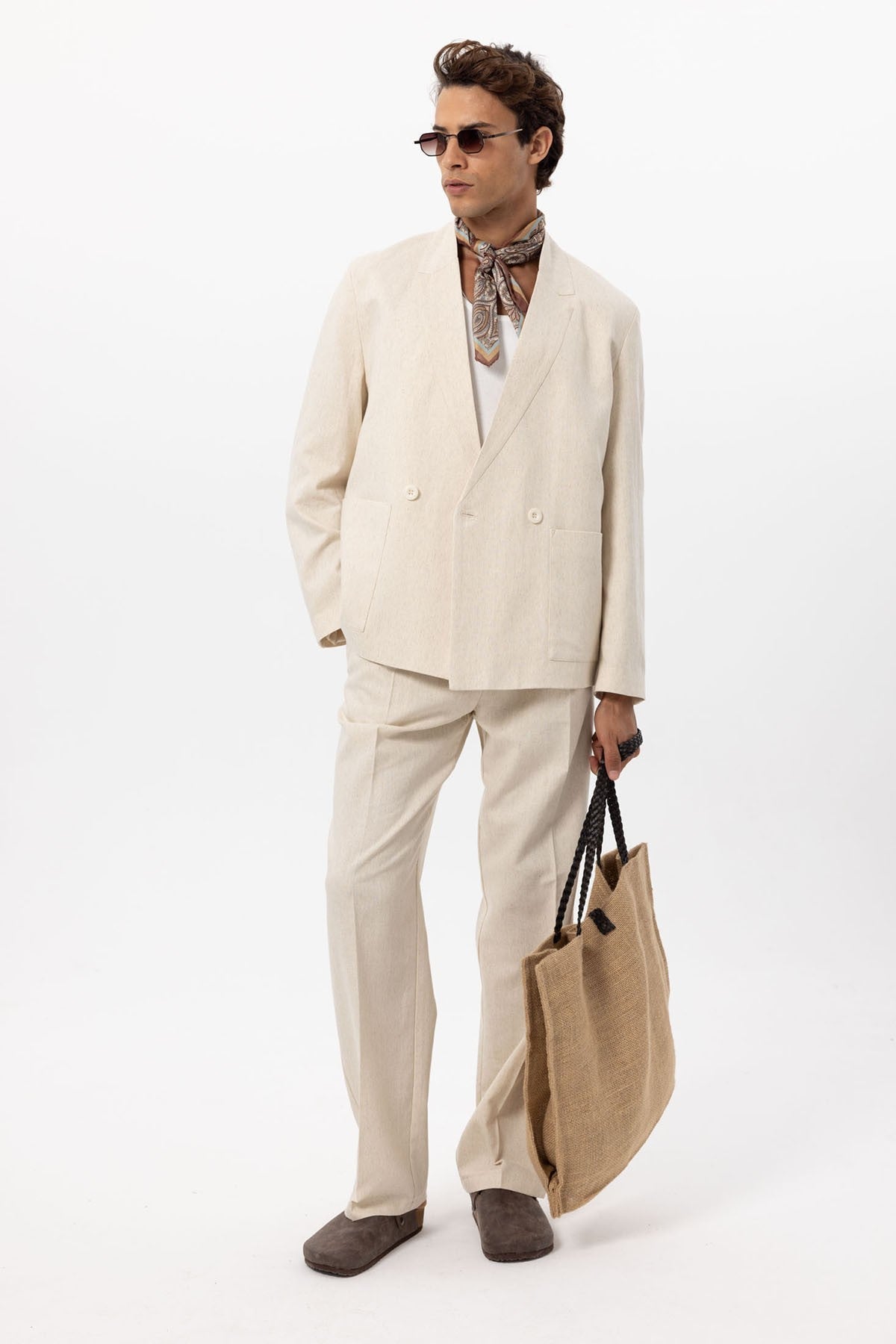 Antioch Linen-Blend Double-Breasted Men's Blazer