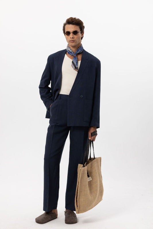 Antioch Linen-Blend Double-Breasted Men's Blazer