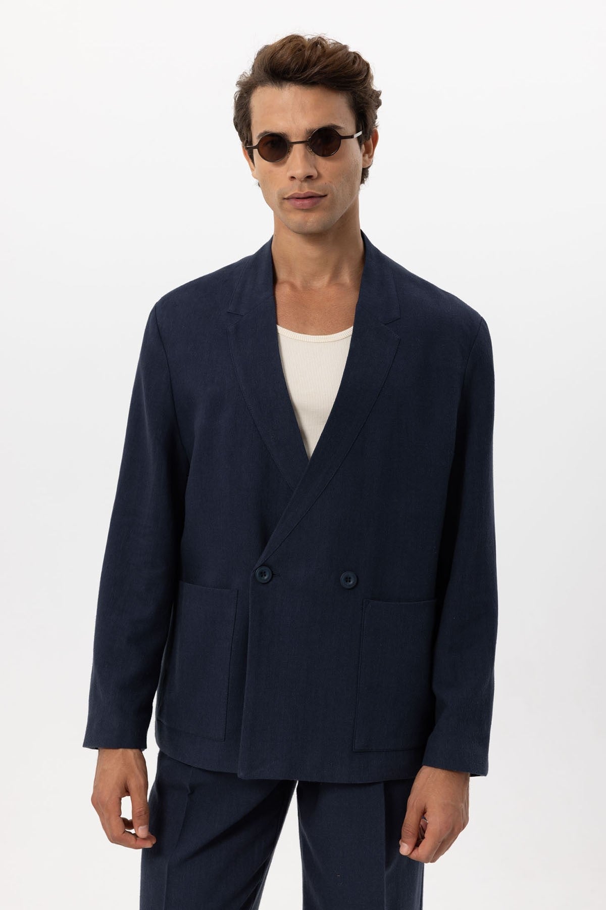 Antioch Linen-Blend Double-Breasted Men's Blazer