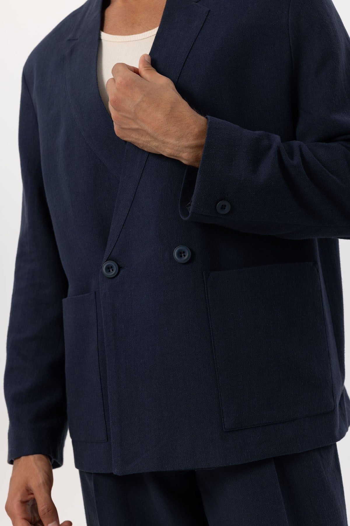 Antioch Linen-Blend Double-Breasted Men's Blazer