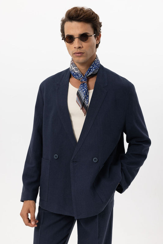 Antioch Linen-Blend Double-Breasted Men's Blazer