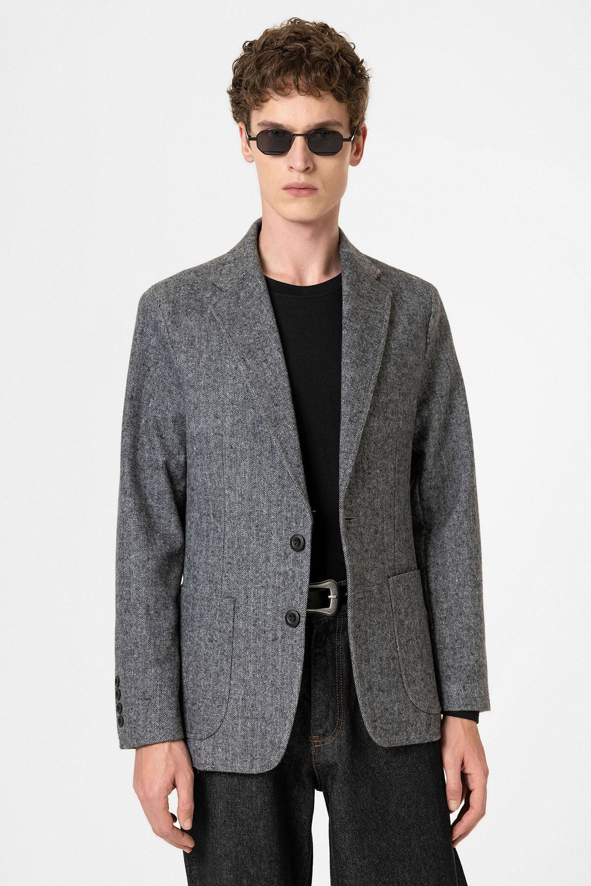 Antioch Slim-Fit Herringbone-Patterned Men's Blazer