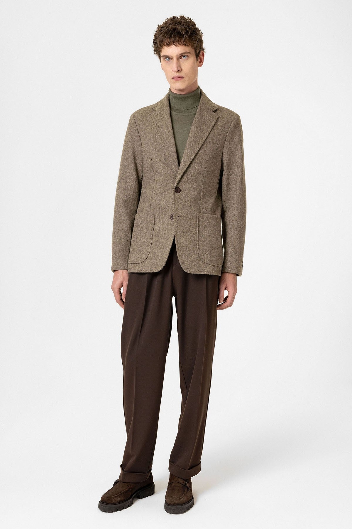 Antioch Slim-Fit Herringbone-Patterned Men's Blazer