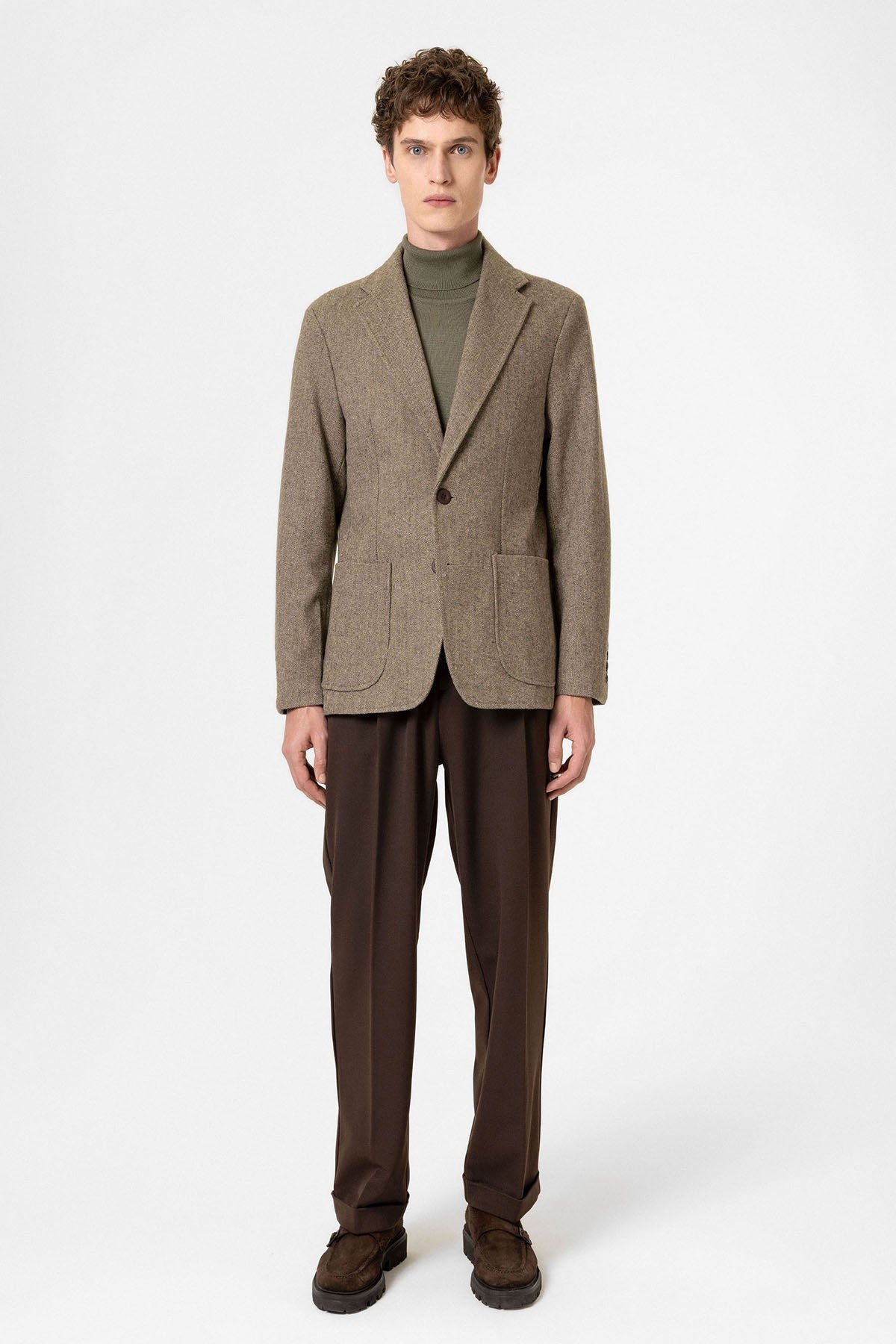 Antioch Slim-Fit Herringbone-Patterned Men's Blazer