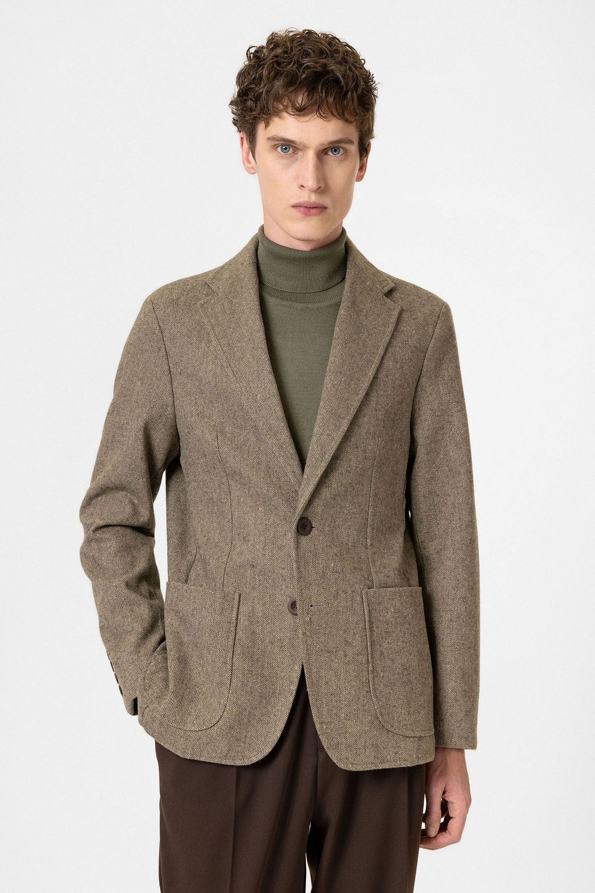 Antioch Slim-Fit Herringbone-Patterned Men's Blazer