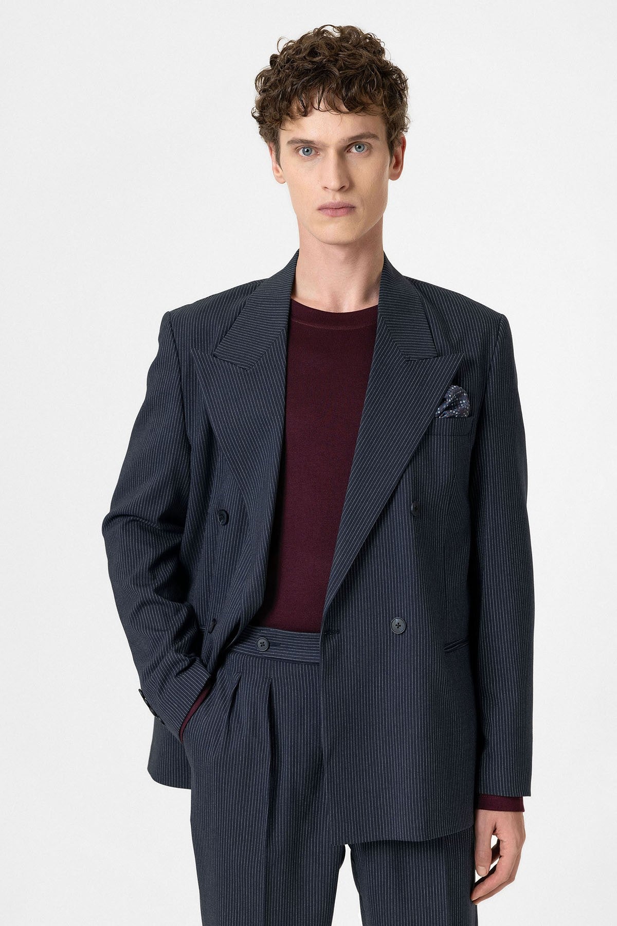 Antioch Comfortable Double-Breasted Striped Men's Blazer