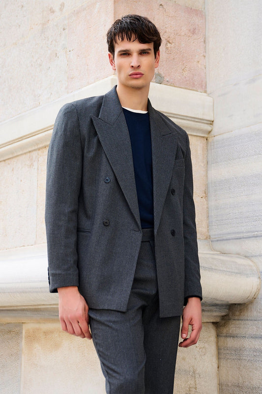 Antioch Comfortable Double-Breasted Striped Men's Blazer