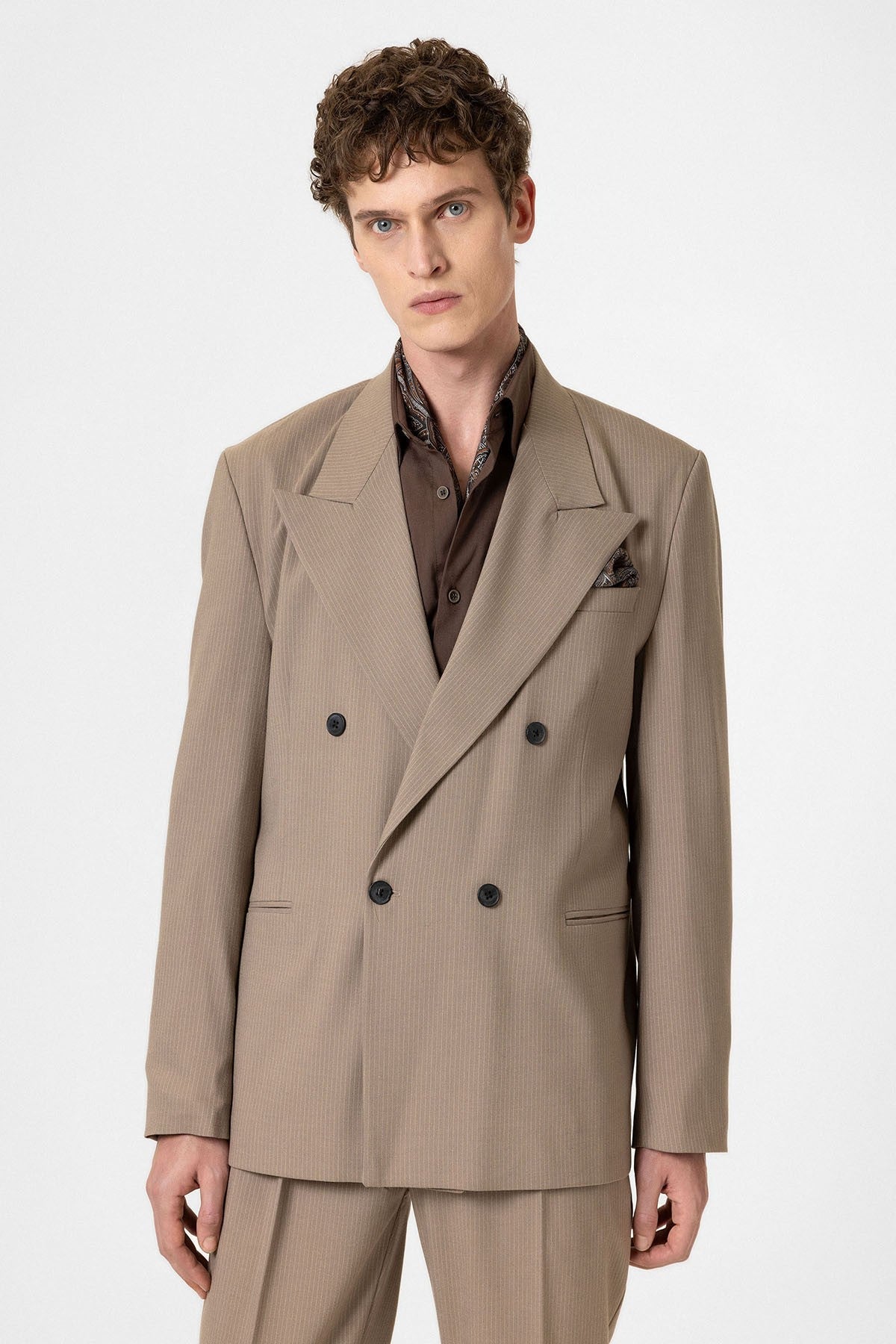 Antioch Comfortable Double-Breasted Striped Men's Blazer