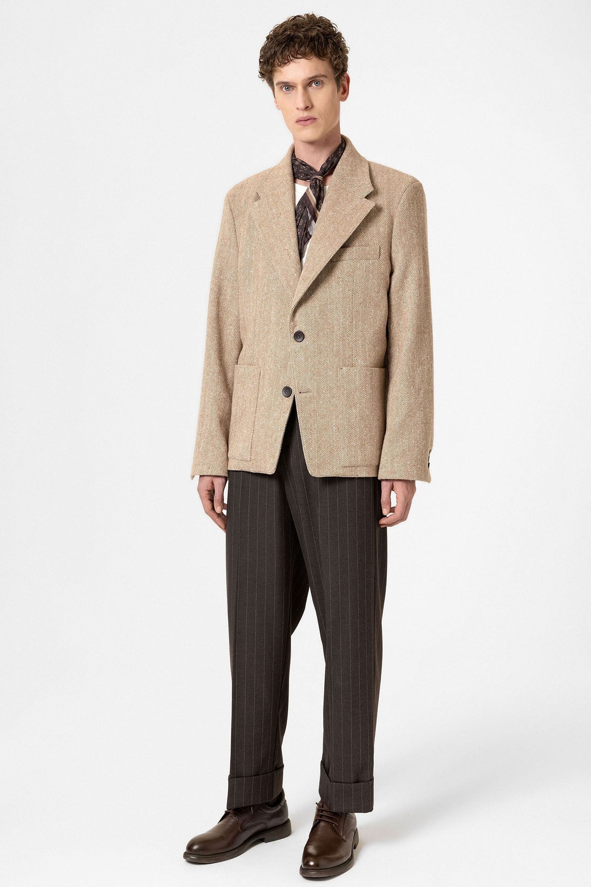 Antioch Oversized Men's Blazer with Herringbone Pattern