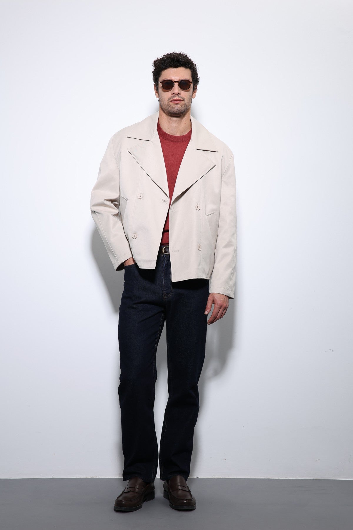 Crop Fit Men's Trench Coat
