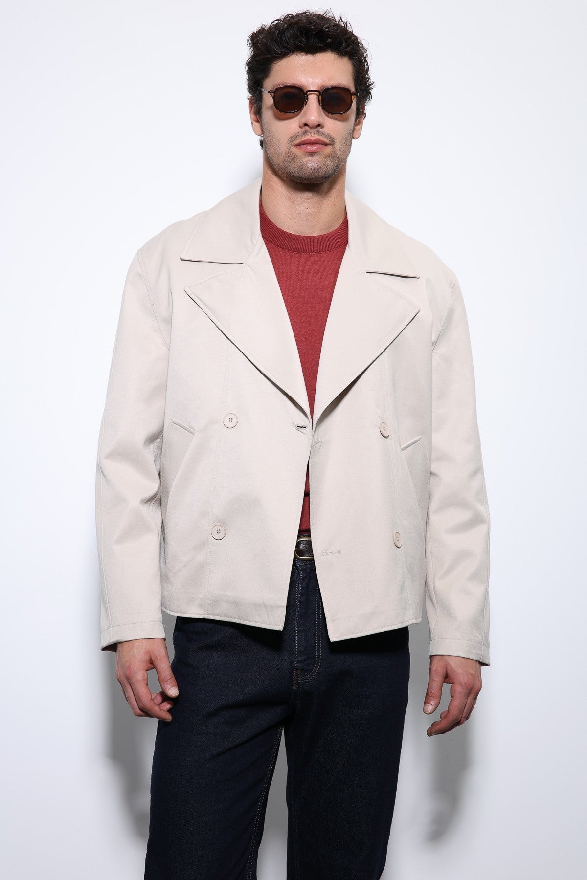 Crop Fit Men's Trench Coat