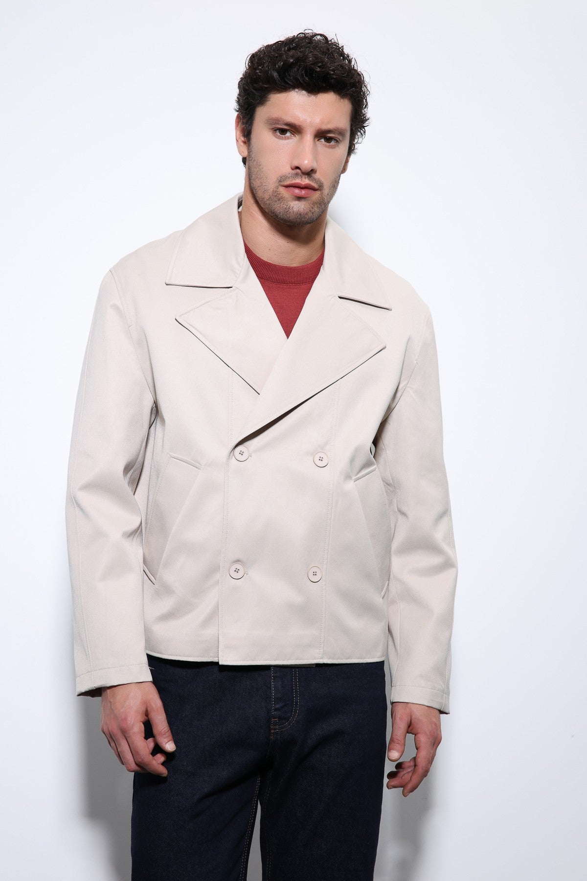 Crop Fit Men's Trench Coat