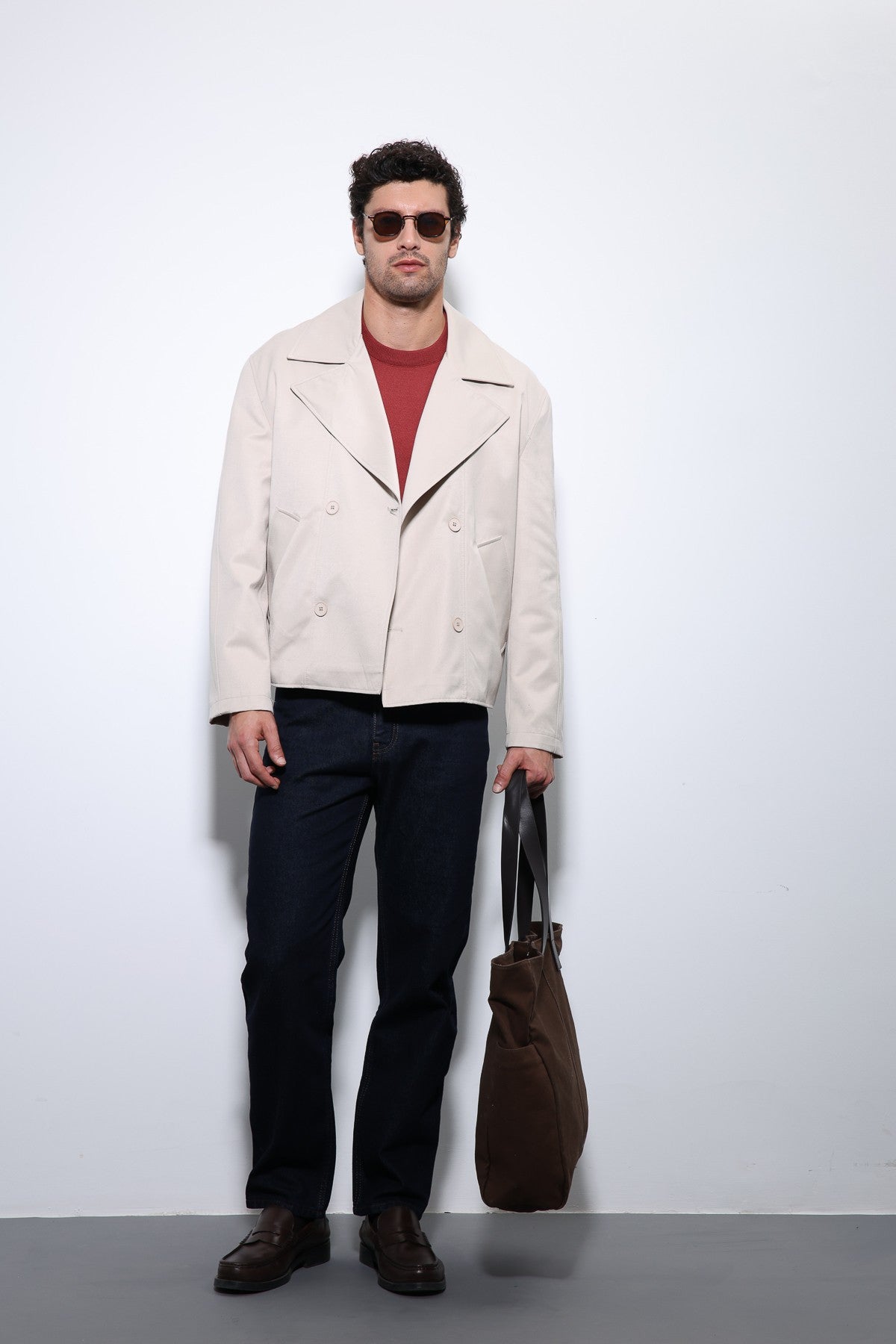 Crop Fit Men's Trench Coat