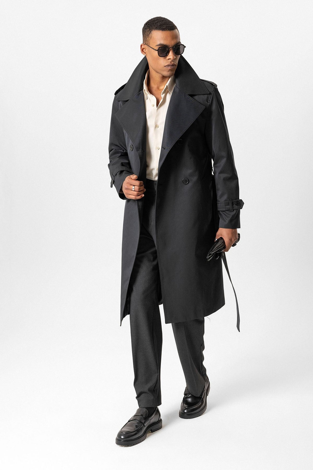 Antioch Cross-Over Long Men's Trench Coat