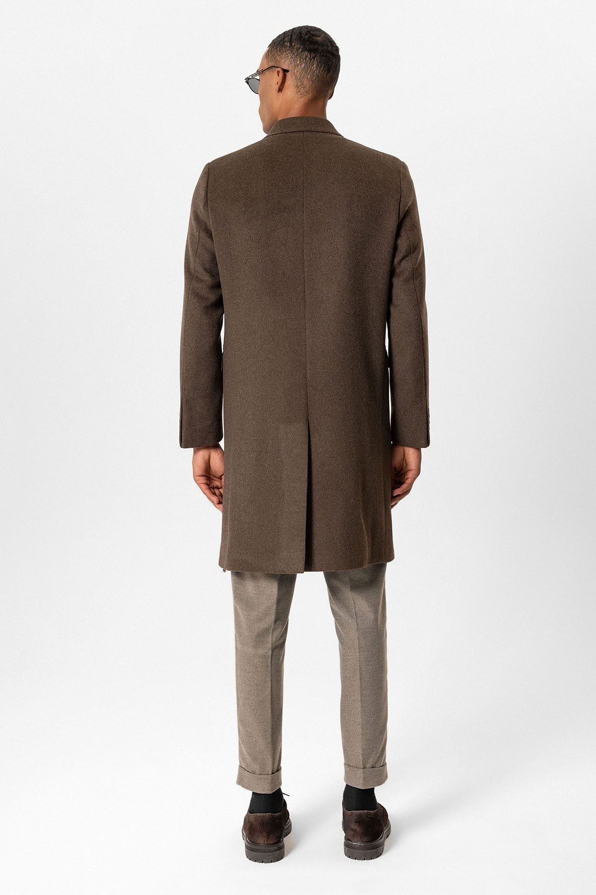 Men's Double-Breasted Coat with Wool Blend
