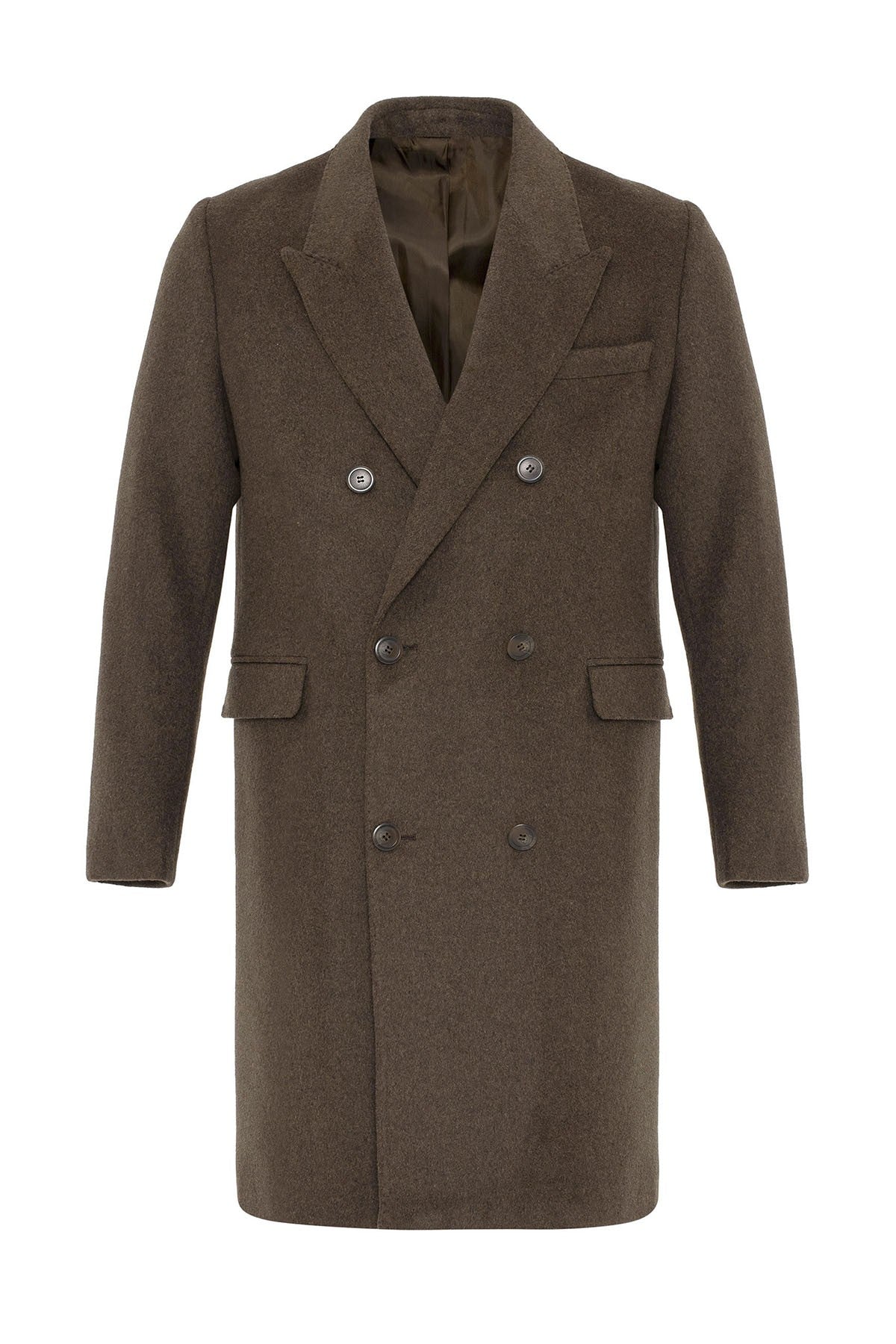 Men's Double-Breasted Coat with Wool Blend