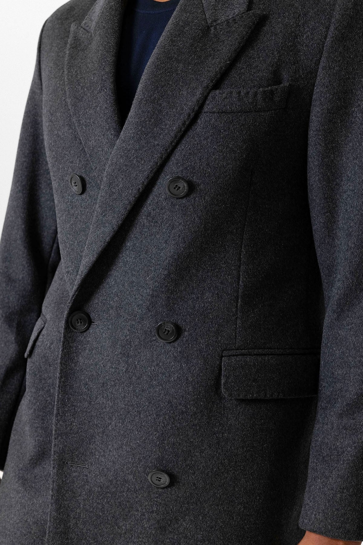 Men's Double-Breasted Coat with Wool Blend
