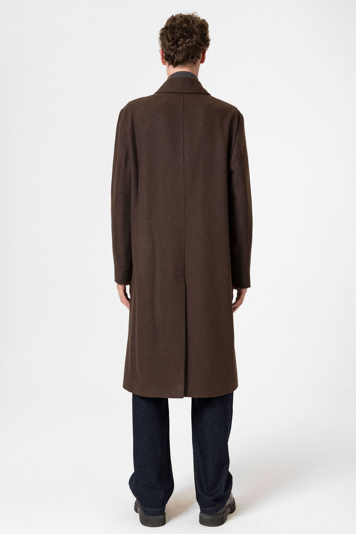 Antioch Wool-Blend Herringbone Double-Breasted Men's Coat