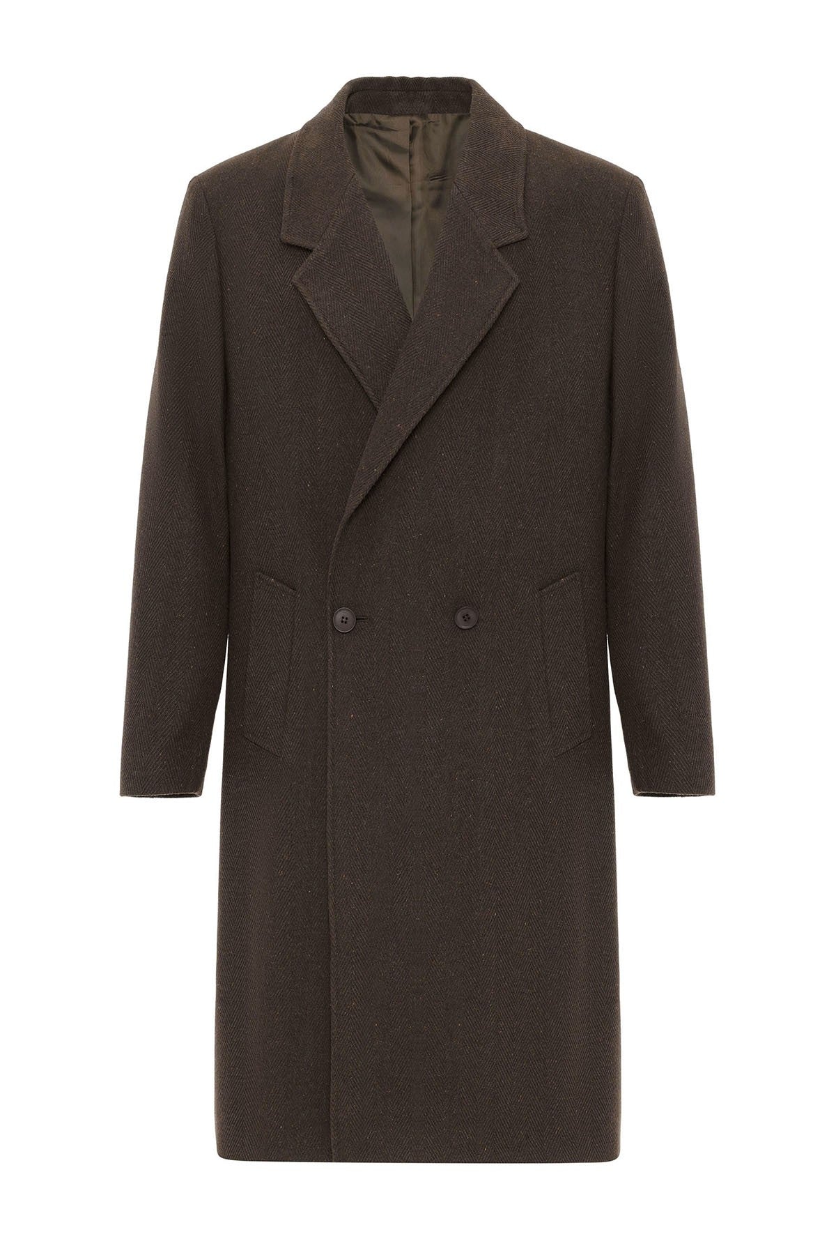 Antioch Wool-Blend Herringbone Double-Breasted Men's Coat