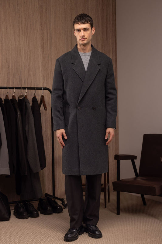 Antioch Wool-Blend Herringbone Double-Breasted Men's Coat