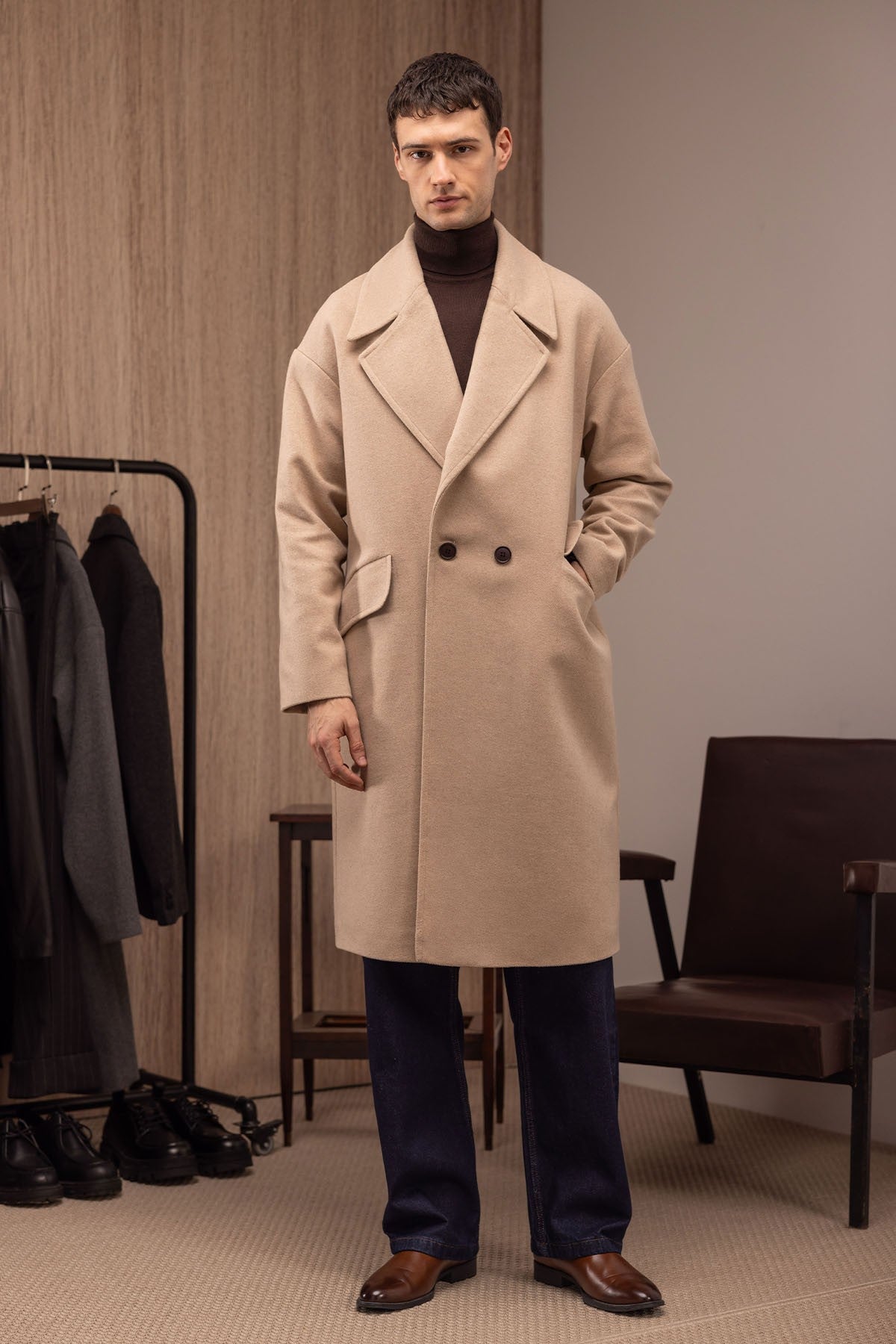 Antioch Men's Wool-Blend Double-Breasted Coat