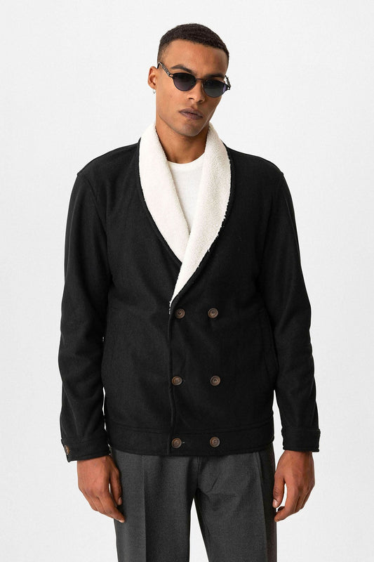 Antioch Men's Jacket with Contrast Collar and Lining Details