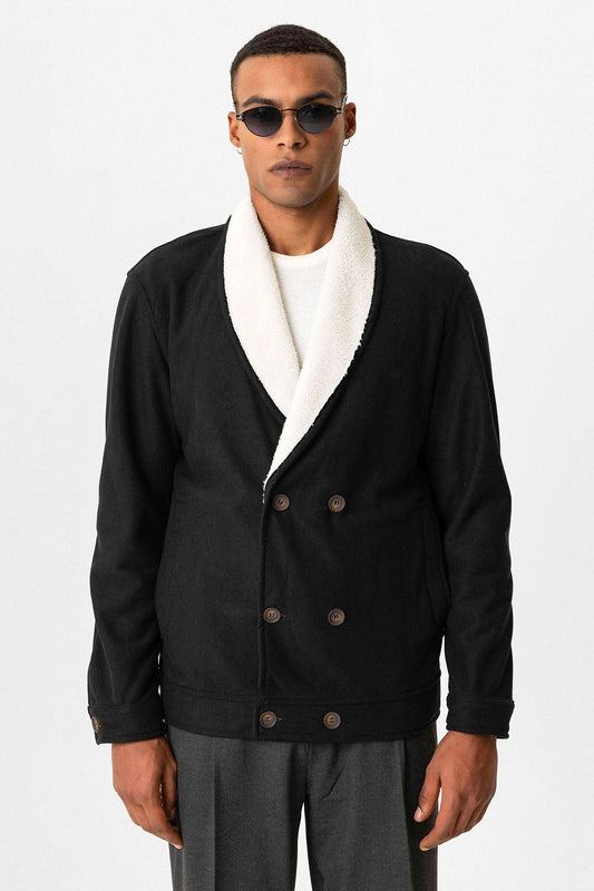 Antioch Men's Jacket with Contrast Collar and Lining Details