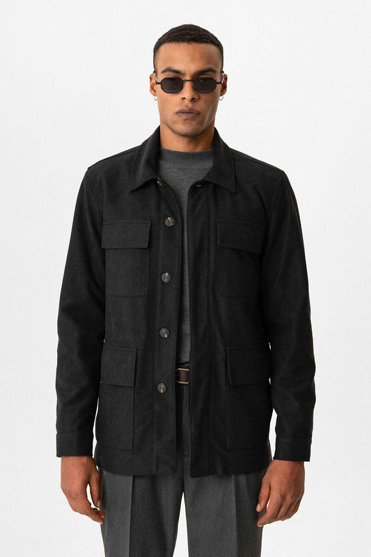 Antioch Men's Jacket with Hidden Button Details