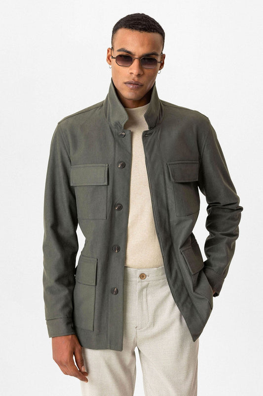 Antioch Men's Jacket with Hidden Button Details