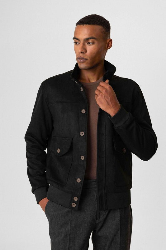 Antioch Bel Elastic-Collar Suede Men's Jacket