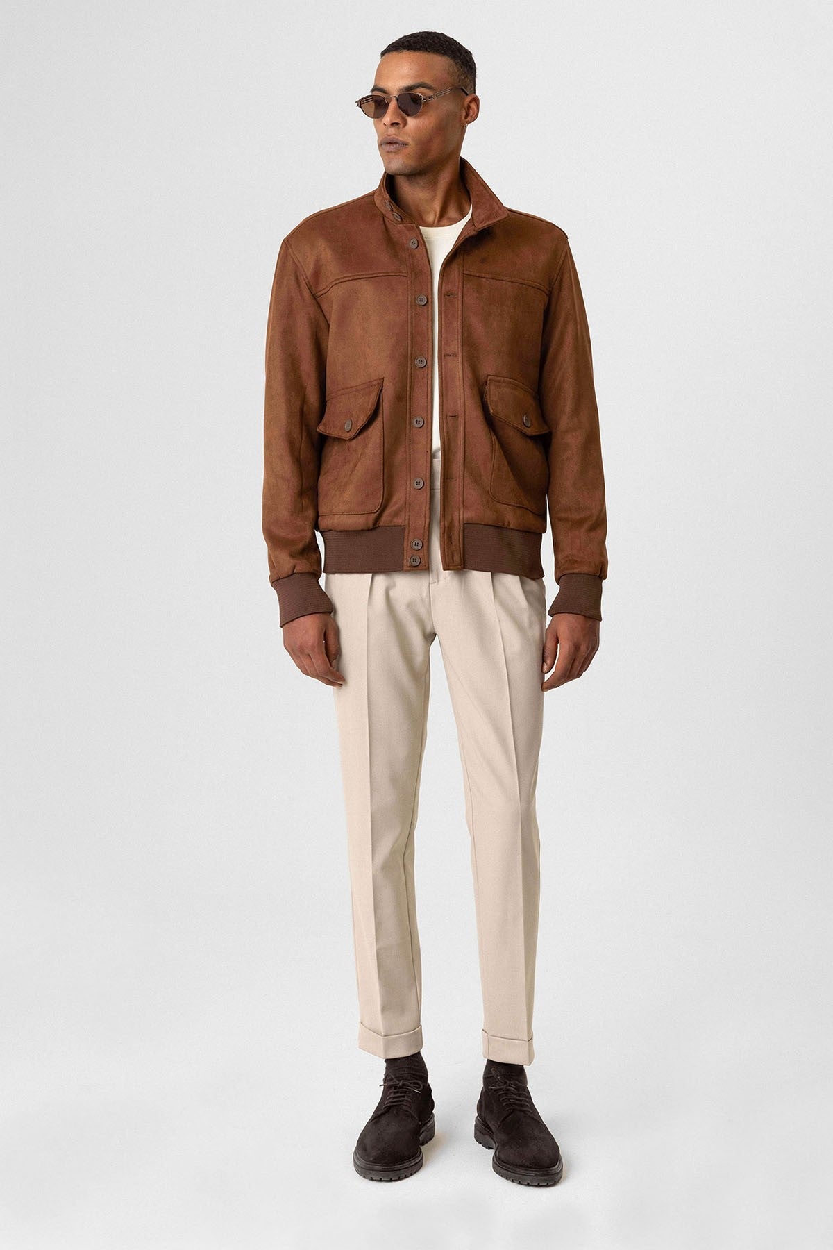 Antioch Bel Elastic-Collar Suede Men's Jacket