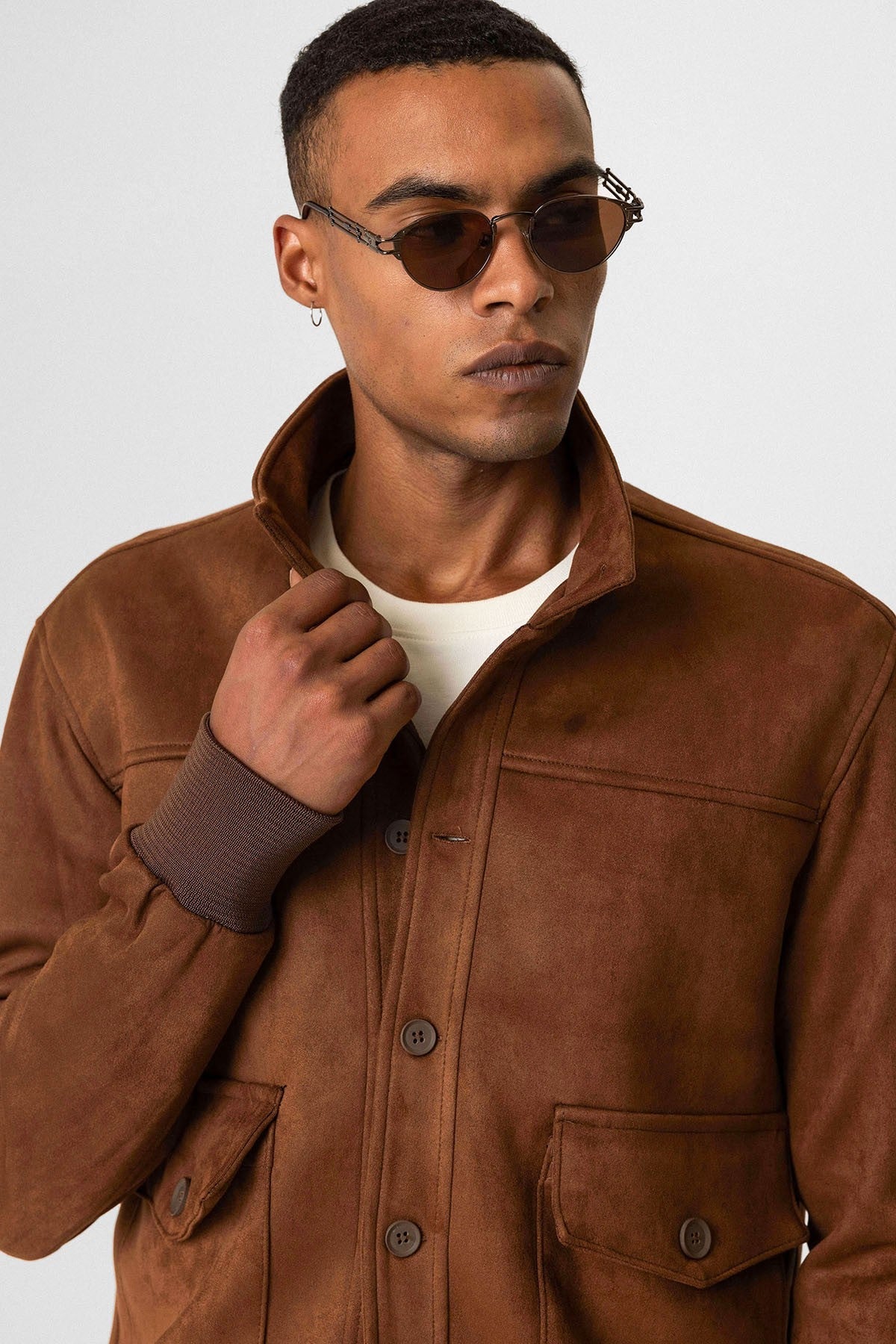 Antioch Bel Elastic-Collar Suede Men's Jacket