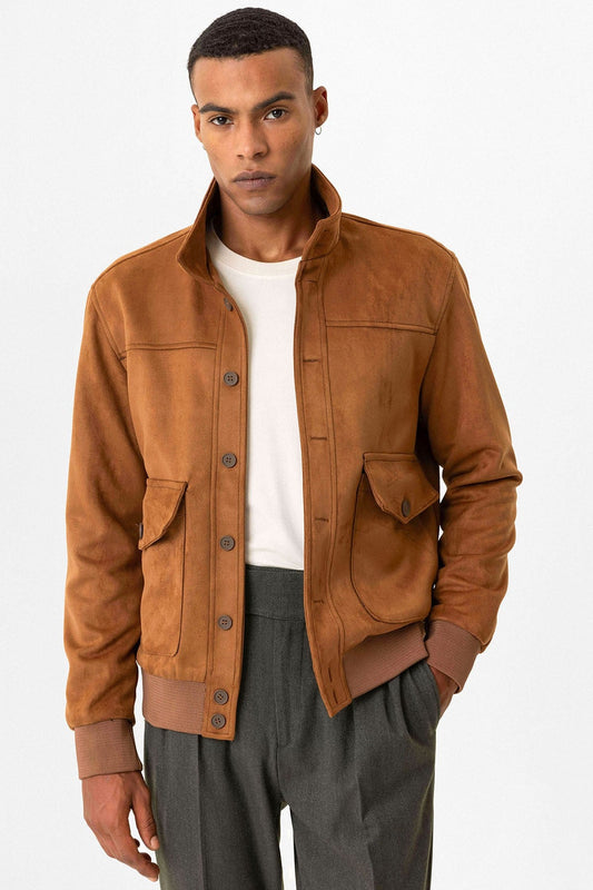 Antioch Bel Elastic-Collar Suede Men's Jacket
