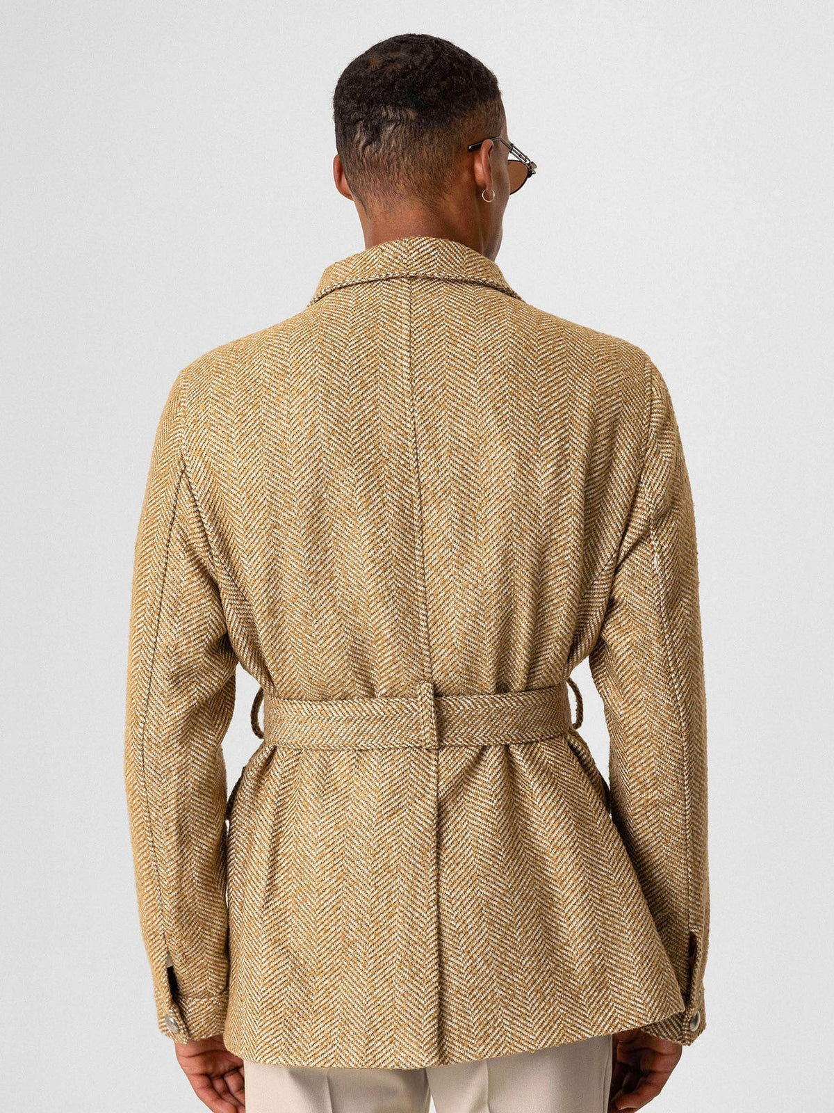 Antioch Men's Jacket with Herringbone-Patterned Collar