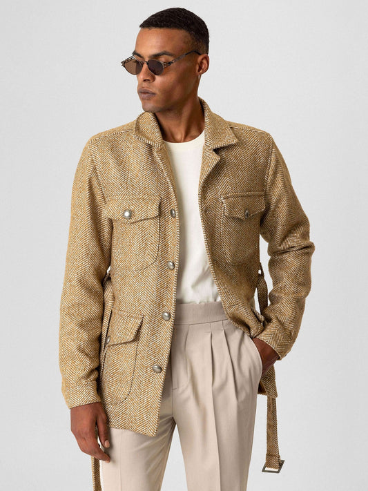 Antioch Men's Jacket with Herringbone-Patterned Collar