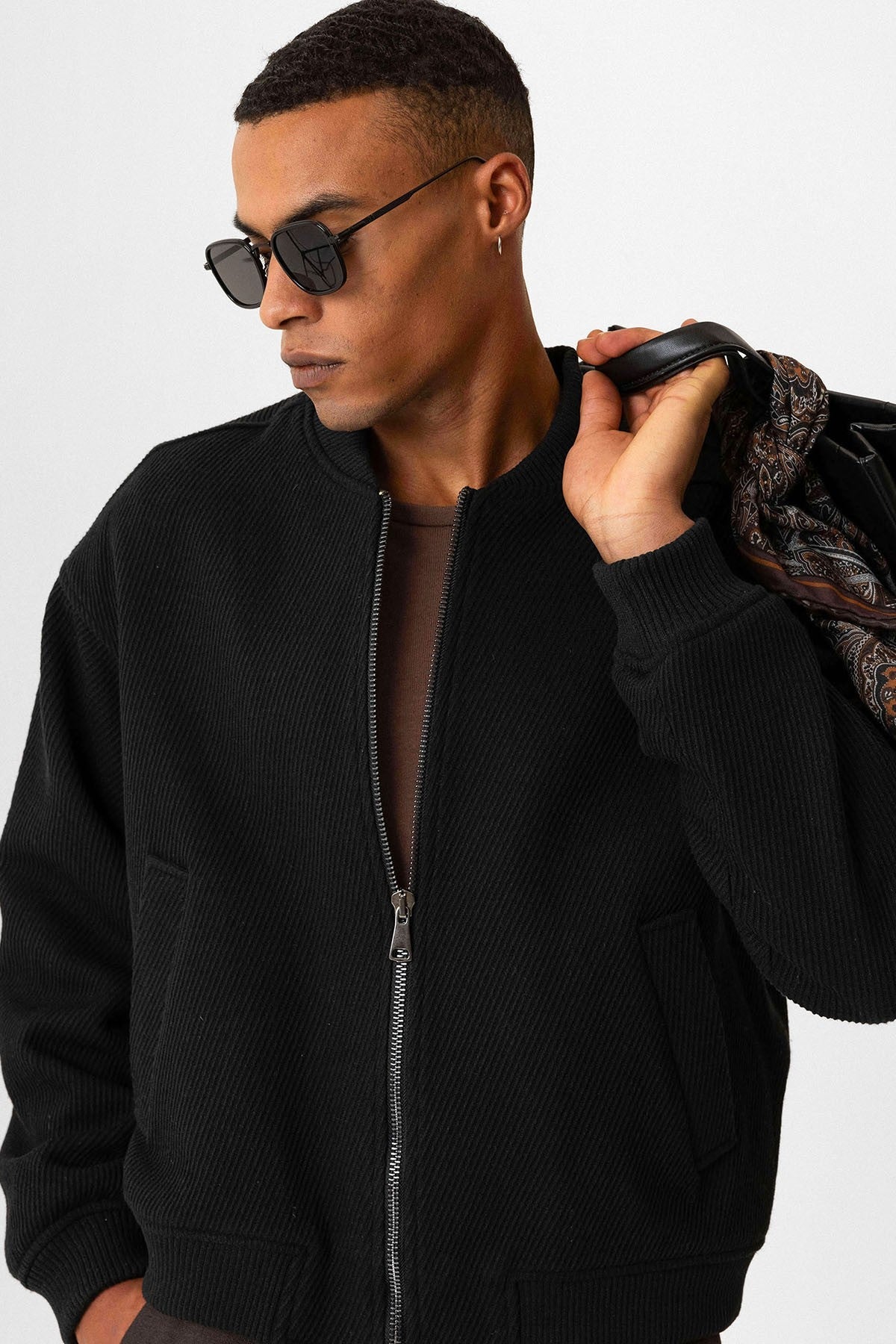 Men's Oversized Bomber Jacket with an Antioch Texture