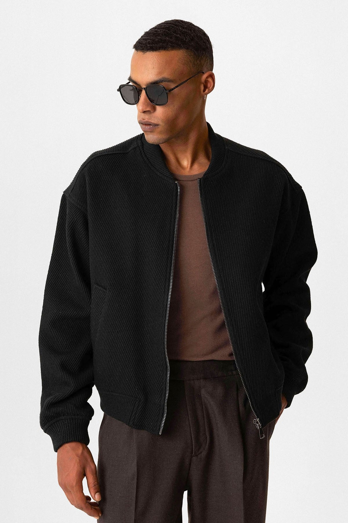 Men's Oversized Bomber Jacket with an Antioch Texture