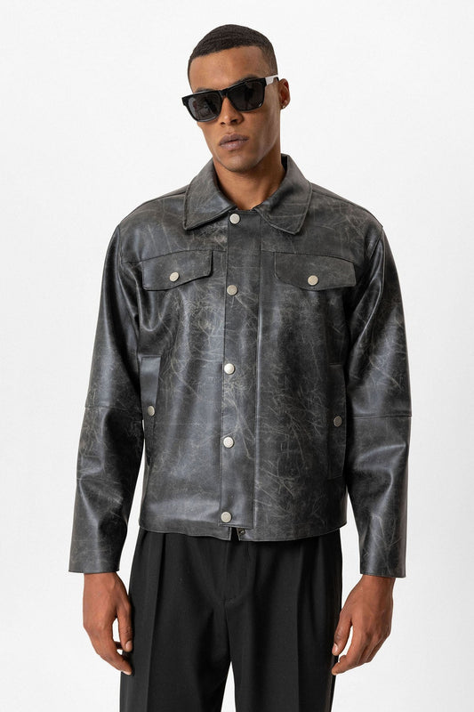 Antioch Crop Fit Faux Leather Men's Jacket