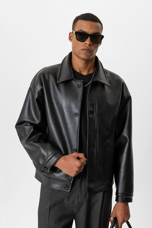 Antioch Oversized Faux Leather Men's Jacket